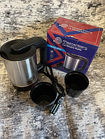 Чайник электрический алюминиевый от прикуривателя набор чашек и чайник для автомобиля электрочайник 0.5 Kazak