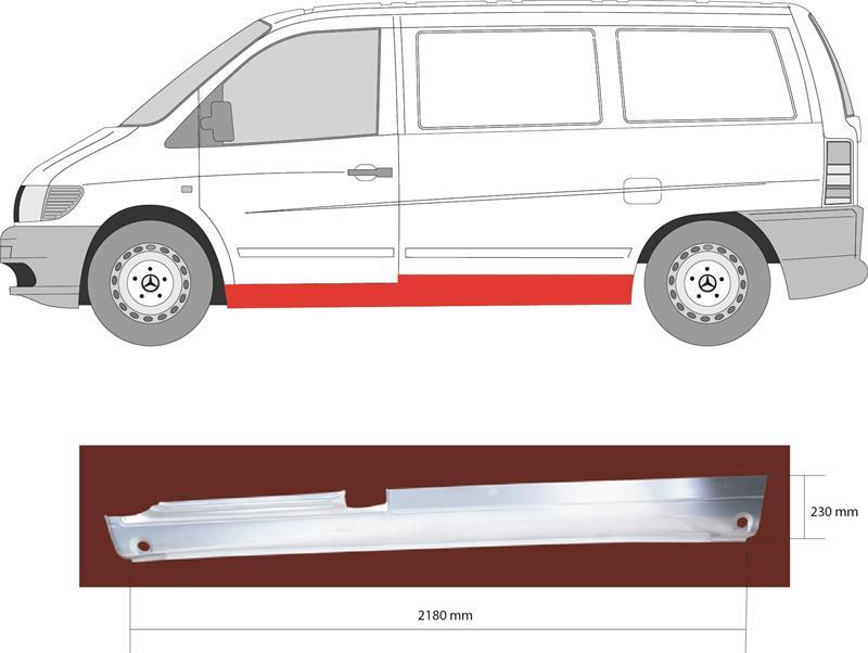 Ремчастина поріг лівий Mercedes Vito 638 (1996-2003) - KLOKKERHOLM - Данія - 3541001, фото 1