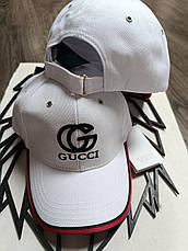Кепка Gucci Гуччі, кіпка Гуччі, ковзання Gucci, бейсболка Гуччі, кепка з логотипом, колір білий, фото 3