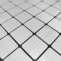 Деор панелі самоклейка Мозаїка PET Квадрати Метал 300х300х4 мм пластикова плитка для кухні Сірий декор