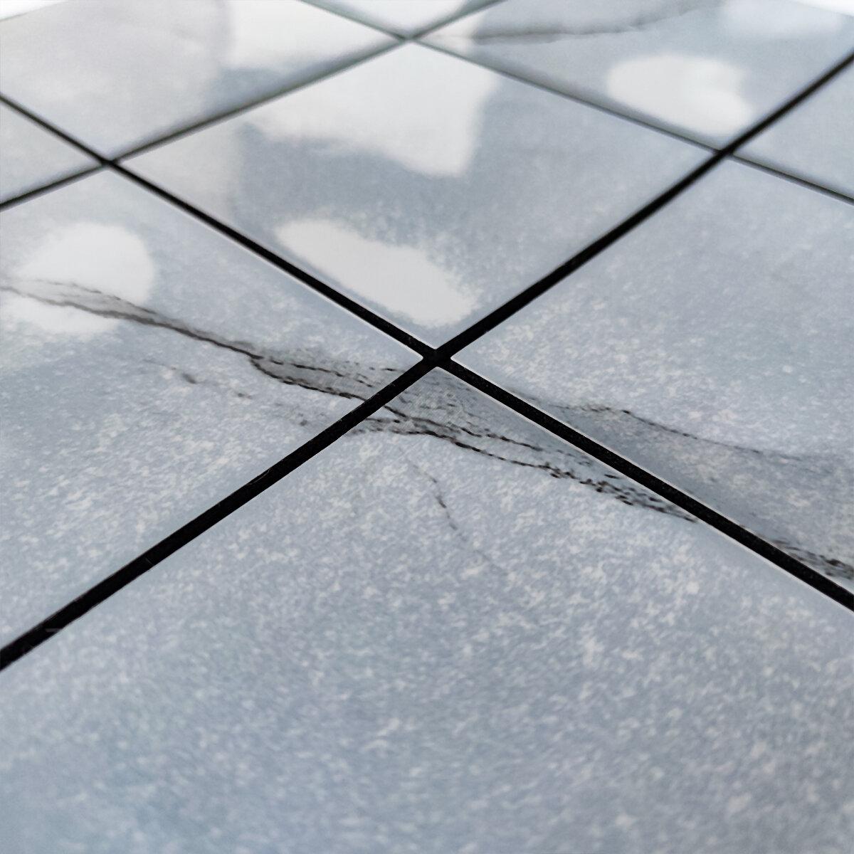Самоклеющиеся панели Мозаика ПЭТ Серо-голубой мрамор Квадраты 300х300х4 ...