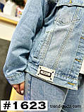 Жіночий джинсовий піджак котоновий Жіноча джинсова куртка Піджак жіночий джинсовий блакитного кольору, фото 2