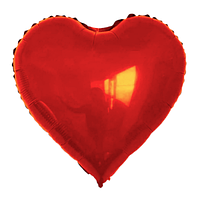 Шар фольгированный Сердце красное без рисунка, 18" (45 см), Китай