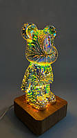 3D ночник Мишка Фейерверк,светильник-лампа Медведь Bearbrick 8 цветов.