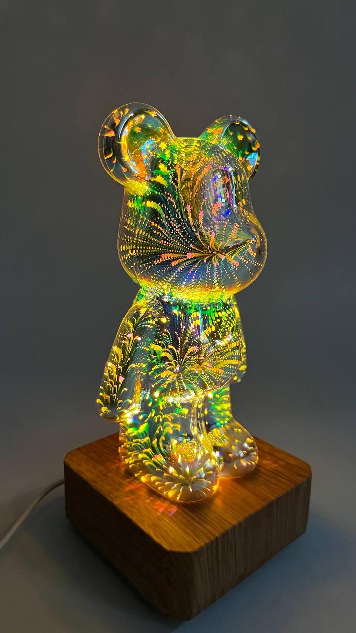 3D нічник Мишка Феєрверк, світильник-лампа Ведмідь Bearbrick 8 кольорів.
