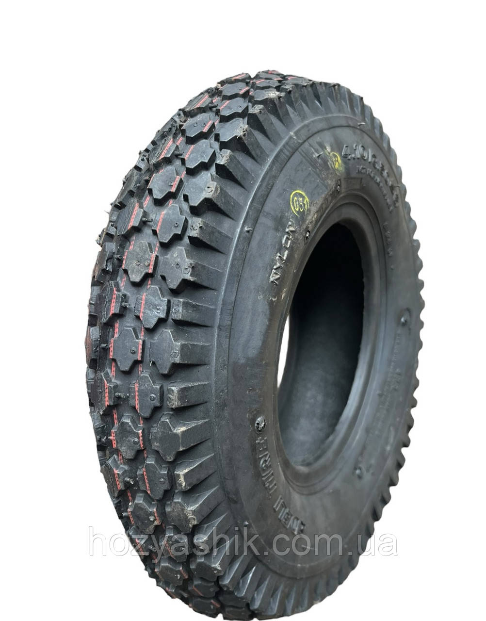 Покрышка 4.10/3.50-6 4PR (60% каучука) для садово-строительной тачки, тележки, детский квадроцикл "Deli Tire" Индонезия