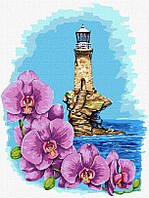 Раскраска по номерам Идейка Маяк с орхидеями ©Анна Кулик (KHO5082) 30 х 40 см (Без коробки)