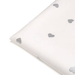 Клапоть тканини з глітерним малюнком "Рідкісні сріблясті сердечка" (№1608), розмір 27*240 см