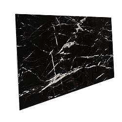 Самоклеючі панелі ПЕТ Чорний мармур з білими прожилками 300х600х2 мм декоративна плитка на стіну