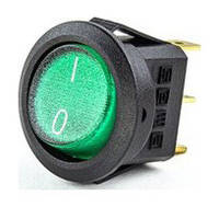 Выключатель одноклавишный с подсветкой зеленый подключение разъем 6,3*0,8 mm