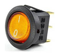 Вимикач одноклавішний з підсвіткою жовтий роз'єм під'єднання 6,3*0,8 mm