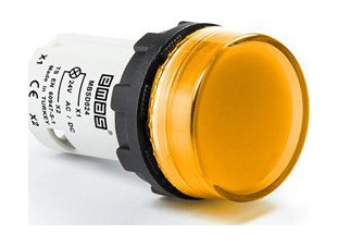 Моноблокова світлосигальна арматура світлодіодна 24 В АС/DC жовта (плоске скло)