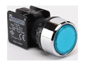 Кнопка натискна кругла (1НО) синя