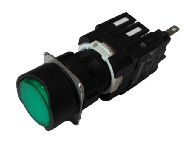 Кнопка натискна кругла (1НО) зелена