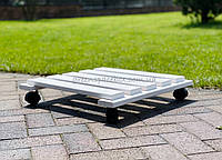 Подставка окрашенная на колесах к садовому деревянному ящику 600х600х300мм, Вазоны для летних террас