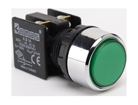Кнопка натискна кругла (1НО + 1 НЗ) зелена