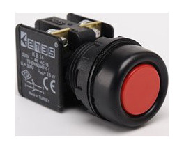 Кнопка керування натискна з водозахисним кільцем (1НО + 1 НЗ) червона