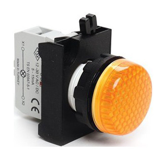 Сигнальна арматура зі світлодіодом 12-30 В AC/DC (жовта) — пластик IP65