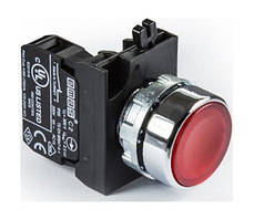 Кнопка натискна кругла (1Н3) червона — метал IP65