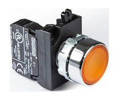 Кнопка натискна кругла (1НО) жовта — метал IP65