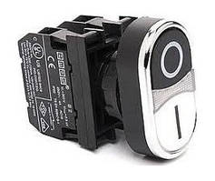 Кнопка здвоєна чорно-біла маркування I-0 (1НО + 1 НЗ) — метал IP65