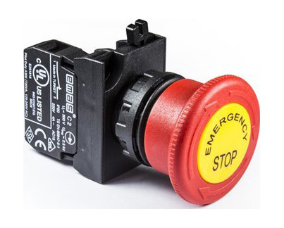 Кнопка "грибок" аварійна d = 40 мм з табличкою з фіксацією і поверненням поворотом (1 НЗ) — пластик P65