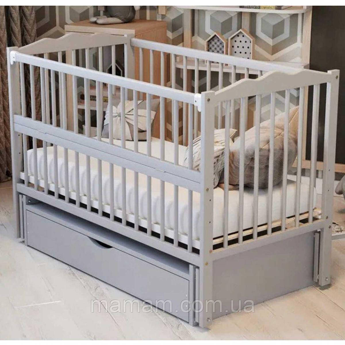 Дитяче ліжечко Дубок Веселка шарнір/ящик Сірий, фото 1