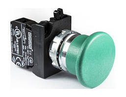 Кнопка "грибок" аварійна d = 40 мм без фіксації (1 НЗ) (зелена) — метал IP65