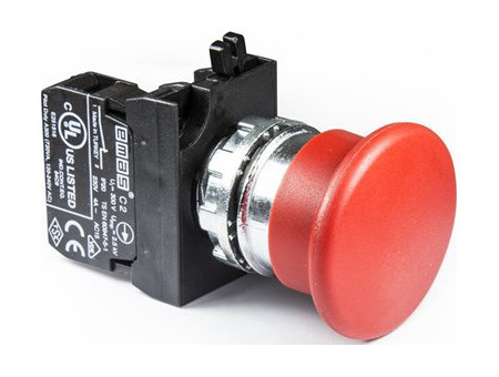 Кнопка "грибок" аварійна d = 40 мм без фіксації (1 НЗ) червона — метал IP65