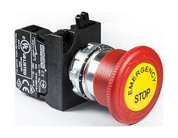 Кнопка "грибок" аварійна d = 40 мм з табличкою з фіксацією і поверненням поворотом (1 НЗ) — метал IP65