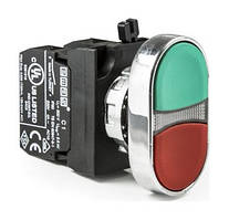 Кнопка здвоєна червоно-зелена (1НО + 1 НЗ) — метал IP65