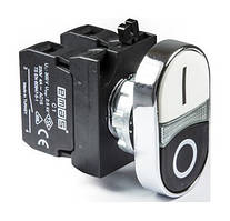 Кнопка здвоєна чорно-біла (1НО+1НЗ) — метал IP65