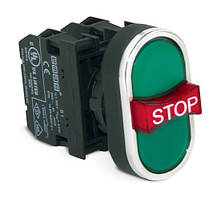 Потрійна зелена-зелена з аварійною кнопкою "STOP" (2НО+1НЗ)