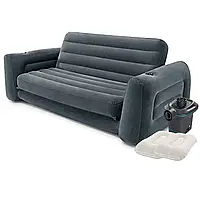 Надувной диван Intex 66552-4, 203х224х66 см, с электрическим насосом и подушками. Флокованный диван