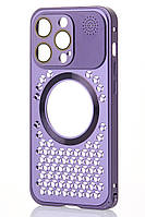 Металлический чехол Aroma perforated magsafe для iPhone 14 Pro фиолетовый