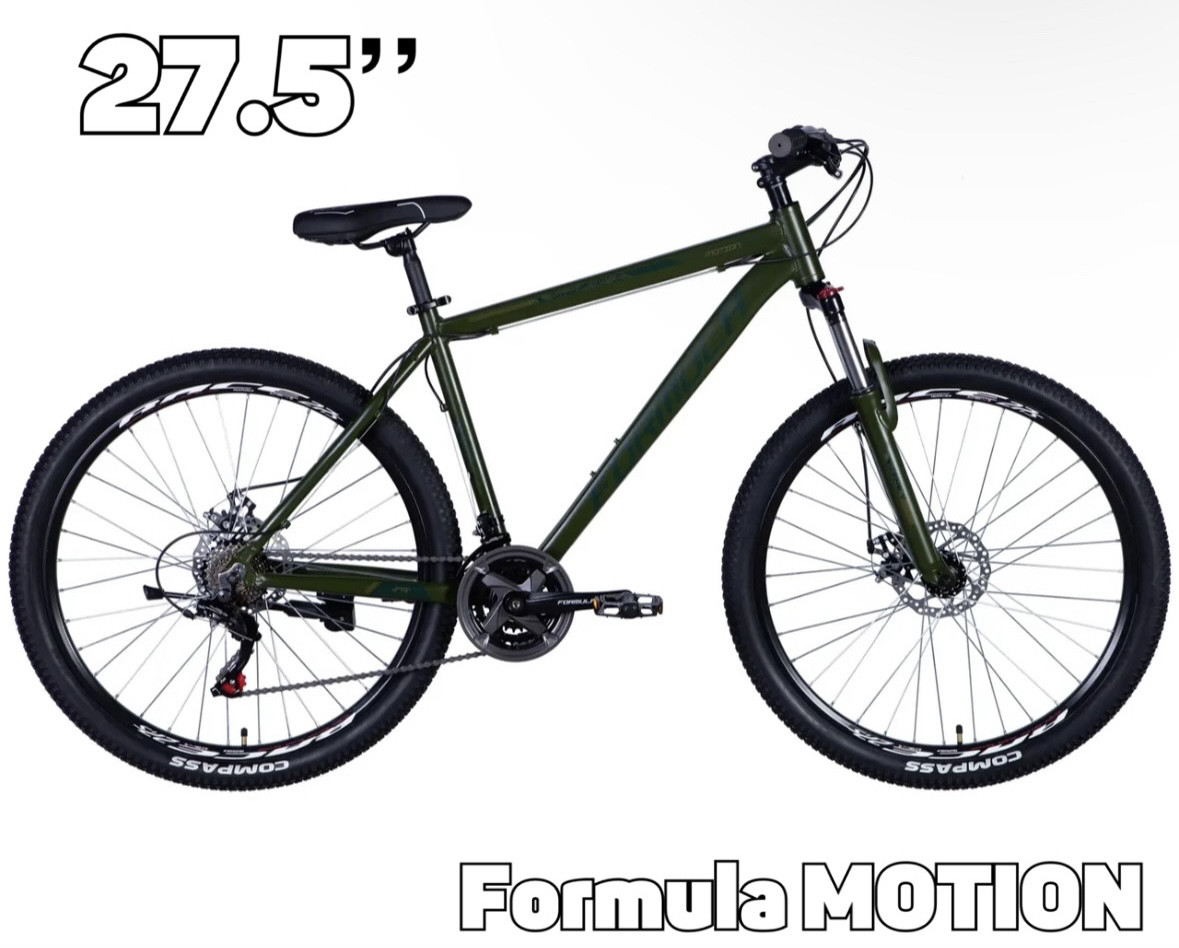 Гірський темно-зелений велосипед 27.5" Formula MOTION AM DD, рама 19", велосипеди для дорослих