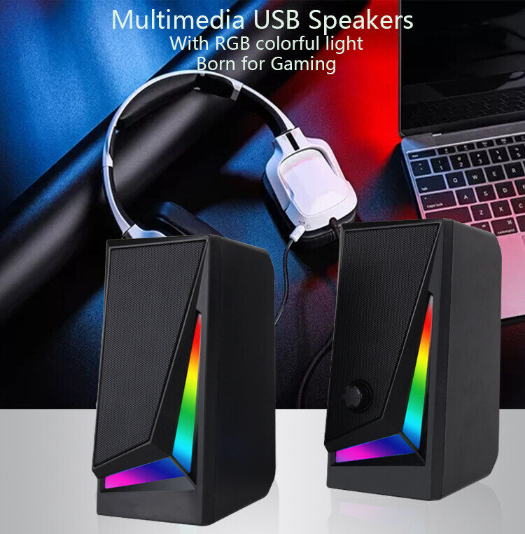 Комп'ютерні колонки MUSIC D.J. MJ-100A, Потужна Комп'ютерна Акустика з RGB Підсвічуванням