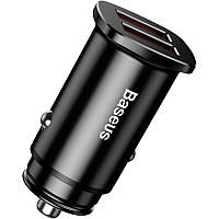 Автомобильное зарядное устройство Baseus Square Metal 2USB QC 30W (CCALL-DS01) Black