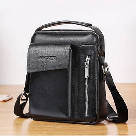 Чоловіча сумка через плече Weixier Барсетка Чоловіча сумка для документів Чорна