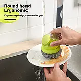 Губка-щітка для посуду дозатором рідини для мила AND-14-20, Кухонна мочалка для сковорідок і каструль, фото 2