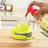 Губка-щітка для посуду дозатором рідини для мила AND-14-20, Кухонна мочалка для сковорідок і каструль, фото 4