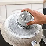 Губка-щітка для посуду дозатором рідини для мила AND-14-20, Кухонна мочалка для сковорідок і каструль, фото 5