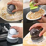 Губка-щітка для посуду дозатором рідини для мила AND-14-20, Кухонна мочалка для сковорідок і каструль, фото 8