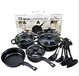 Каструлі набір з 13 предметів, антипригарні каструлі та сковороди LY-381, Кухонний набір посуду Royal Mark, фото 10