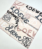 Женский брендовый шелковый платок Loewe. Молодежный стильный платок с ручной подшивкой Бежевый
