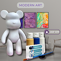 Креативный подарок фигурка медведя с красками H&B, Набор для творчества сделай сам, фигурка медведя с красками
