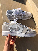 Мужские кроссовки Nike Air Jordan 1 Low White/Grey 2.0 найк