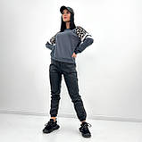 📌 Жіночі штани джоггери з еко-шкіри, висока посадка, на резинці | Шкіряні брюки тонкі, без флісу | Норма, фото 3