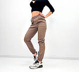 📌 Жіночі штани джоггери з еко-шкіри, висока посадка, на резинці | Шкіряні брюки тонкі, без флісу | Норма, фото 4