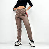 📌 Жіночі штани джоггери з еко-шкіри, висока посадка, на резинці | Шкіряні брюки тонкі, без флісу | Норма, фото 2